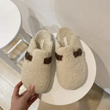 Shoes Woman's Slippers Luxury Slides Cover Toe Flock Med Plush 2023 Designer Flat Fashion Cotton Fabric Rome Cover Toe