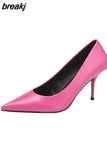 Women 8cm High Heels Pumps Office Ladies Designer White Green Black Heels Prom Stiletto Dress Party Shoes