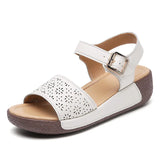 Breakj Summer New Cowhising Comfortable Mother Shoes Thick-Soled Rocking Sandals Women Buckle Outside Wearing Women