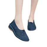 Breakj Casual Flat-Bottomed Hollow Hole Shoes Women Retro Round Head Pedal Lefu Shoes Lazy Single