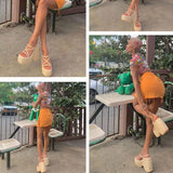 Goth Chunky Platform Sandals Women Fashion Wedges High Heel Gladiator Sandals Woman Plus Size 43 Summer Shoes