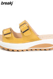 Women Wedge Sandals Premium Orthopedic Open Toe Sandals Anti-slip Casual Women's Sandals Genuine Summer Flats