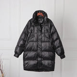 White Duck Down Long Jacket Woman Stand Collar Coat Winter Loose Waterproof Down Overcoat Parka Female Warm Snow