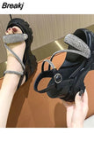 Heeled Sandals Clogs Wedge 2023 Summer All-Match Female Shoe Muffins shoe Black Platform High Girls Flat Sexy New