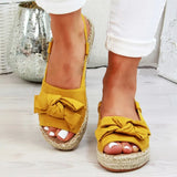 Sandals Bow Low Heels Sandals Hemp Rope Summer Shoes Women Outdoor Slippers Flats Sandals Bohemia Platform Sandalias