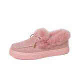 Breakj Boots Women Winter Round Head Thick Soles Plus Velvet Thick Cotton Shoes Women Sewing Shoes Snow Boots