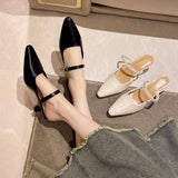 Breakj Summer New With Cool Slippers Women's Pointed Beige Temperament High-Heeled Shoes Wearing A Foot Pedal Fashion Single