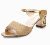 Black Summer Sandals Open Toe Women Sandles Thick Heel Shoes Gladiator Shoes Sandales Femme