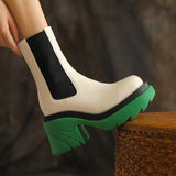 Boots for Women Fashion Ladies Shoes Winter Non Slip Round Toe Leather Ankle Boots 2021 Females White Leather