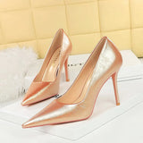 Breakj Vintage Fashion Women's Shoes Banquet High Heels Spring And Autumn Heels With High Heels Shallow Pointed Single