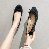 Flats Shoes Women Classics Casual Loafers Red Patent Leather Lady Fashion Design Bowknot Shoes for Woman's