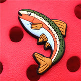 PVC Croc Shoe Charms Fish Fan Japanese Game Handle Hat Sandals Decorations Accessories for Jibz Kids Party Gifts