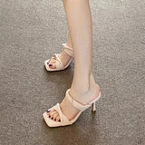 Breakj Side-Up-And-Out High-Heeled Shoes Super Fairy Fine Heel Half-Dragging Sandals 2025 New Summer French Women's