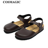 New Summer Women Gladiator Cork Sandals Fashion Casual Buckle Strap Closed Toe PU Leather Sandal Shoe Flat