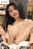 Color Knitted Sweater Woman Casual Long Sleeve Pullover Office Lady 2023 Autumn Loose Korean Fashion Clothing Design