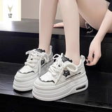 Breakj White Shoes Women 2025 New Lace Casual Single Shoes Thick-Soled Fashion Pine Pastry
