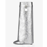 Buckle Women High Knee Boots Large Size High Heels Designer Shoes British Style Denim Wedges Knight Boots For Women