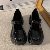Womens Derby Shoes Autumn Female Footwear Clogs Platform Leather Fall Dress New Creepers Retro Basic Mary Janes Rubber PU Hoof