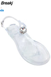 Flat Bottom Women Sandals Fashion Rhinestone Clip Toe Girl Footwear Large Size Flip Flops Comfortable Ladies Jelly