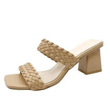 Breakj Woven Roman Slippers In The Summer Of 2025, Women's Bohemian National Wind And Thick Heel Women's