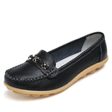 Women's Genuine Leather Shoes Ladies Basic Loafers Non-Slip Soft Sole Casual Flats Comfortable Shallow Mother's