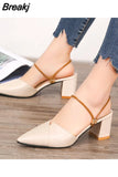 Women's Shoes on Sale 2023 New Mules Pumps Summer Fashion Pointed Toe Slingbacks Slipper Concise Party High Heels Ladies