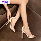 Sexy High Heels White Sandals Women Summer 2021 Rope Ankle Strap Sandals Ladies Thin Heels Classics Women Shoes Black