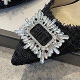Rhinestone High Heels Pumps Women Shoes 2023 New Thin Heels Crystal Party Wedding Shoes Woman White Pointed Toe