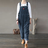 Kaftan Corduroy Overalls Womens Jumpsuits 2022 Autumn Harem Pants Casual Long Pantalon Palazzo Female Button Rompers