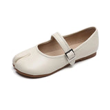 leather split toe flat shoes woman mary janes tabi ninja flats female cozy dress shoes ankle belt moccasins plus size