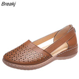 Women's Flat Shoes Wedge Sandals New Hollow Breathable Summer Casual Shoes for Woman Retro Plus Size Comfortable Walking