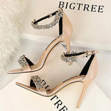 Shoes Open Toe Rhinestones Sandals Women 2022 New Designer Sexy High Heels Sandals Female Shoes Summer Heeled