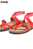 Fashion Cork Sandals 2023 New Women Casual Summer Beach Gladiator Non-slip Buckle Strap Sandalias