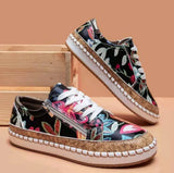 Women Sneakers Elegant Floral Printed Lace Up Flat Shoes Student Spring Casual Shoes Women Vulcanized Shoes Zapatillas