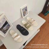 Slippers Outside Wear 2024 Summer Net Red With A Simple Round Head Pure Color Open Toe Set Foot Sandals Lazy Shoes