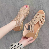 Breakj Leather Roman Sandals Women's Summer 2023 New Soft-Soled Mother Shoes Fashion Wearing Ladies Sandals Women's