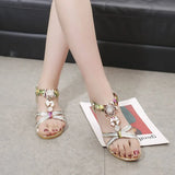 Sandales multicolor print weave strap sandals women summer beach shoes woman crystal flower open toe wedges