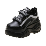Thick Bottom Chunky Sneakers Women White Black Patchwork High Platform Shoes Woman Casual Autumn Winter Wedges