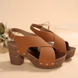 Breakj New Summer High-Heeled Waterproof Table Women's Shoes Large-Size Coarse Cross With Fashion Casual