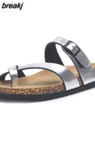 Fashion Cork Slipper 2023 New Women Summer Mixed Color Casual Beach Slip on Outside Flip Flops Slides