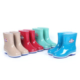 rain women's mid-tube boots, comfortable and stable women's shoes, round-toe rain boots, spring and autumn rain