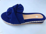 Breakj Thick-Bottomed Bow Slippers Women's One-Character Slope And Loose Cake Large Thick-Bottomed Cool Slippers Women's
