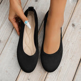Breakj Korean Version Of Large-Size Round Head Flat Bottom Lazi Single Shoes Women Flying Air Permeable Flat And Shallow Work Shoes