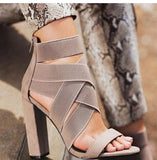 2022 New Style Fashion Ladies Summer Sexy High Heel Party Shoes Ladies Open Toe Thick With Women's High Heels