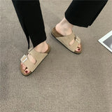 Breakj Retro Slippers Women Wear 2023 New Frosted Leather Shoes In The Summer, Cool Drag Flat