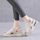 Summer Sandals For Women Wedge Heeled Fashion Cross Strap Casual Style Ladies Shoes Comfort Open Toe Solid Buckle