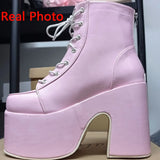 Design Cool Block Great Quality Big Size 43 Gothic Style Platform Woman Boots Fashion Casual Cosy Woman Shoes Ankle
