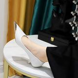Breakj Retro High Heels Fine Heel Banquet Women Shoes Snake Grain Patent Leather Shallow Mouth Metal Pointed Head High Heel Single