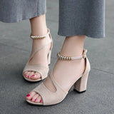 Women's Sandals Summer Autumn New Korean Version Of Fish Mouth With Thick Heel With A Word With Anti-Slip Velvet Face Women's Single