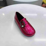 shoes Patent Leather Shoes Slip On Ladies Shoes Fashion Design Luxury Loafers Buckle Flat